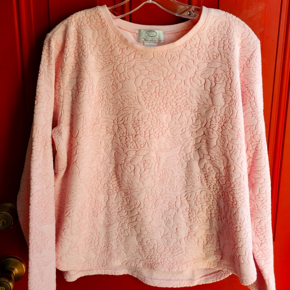 Oscar de la renta pink floral sweater